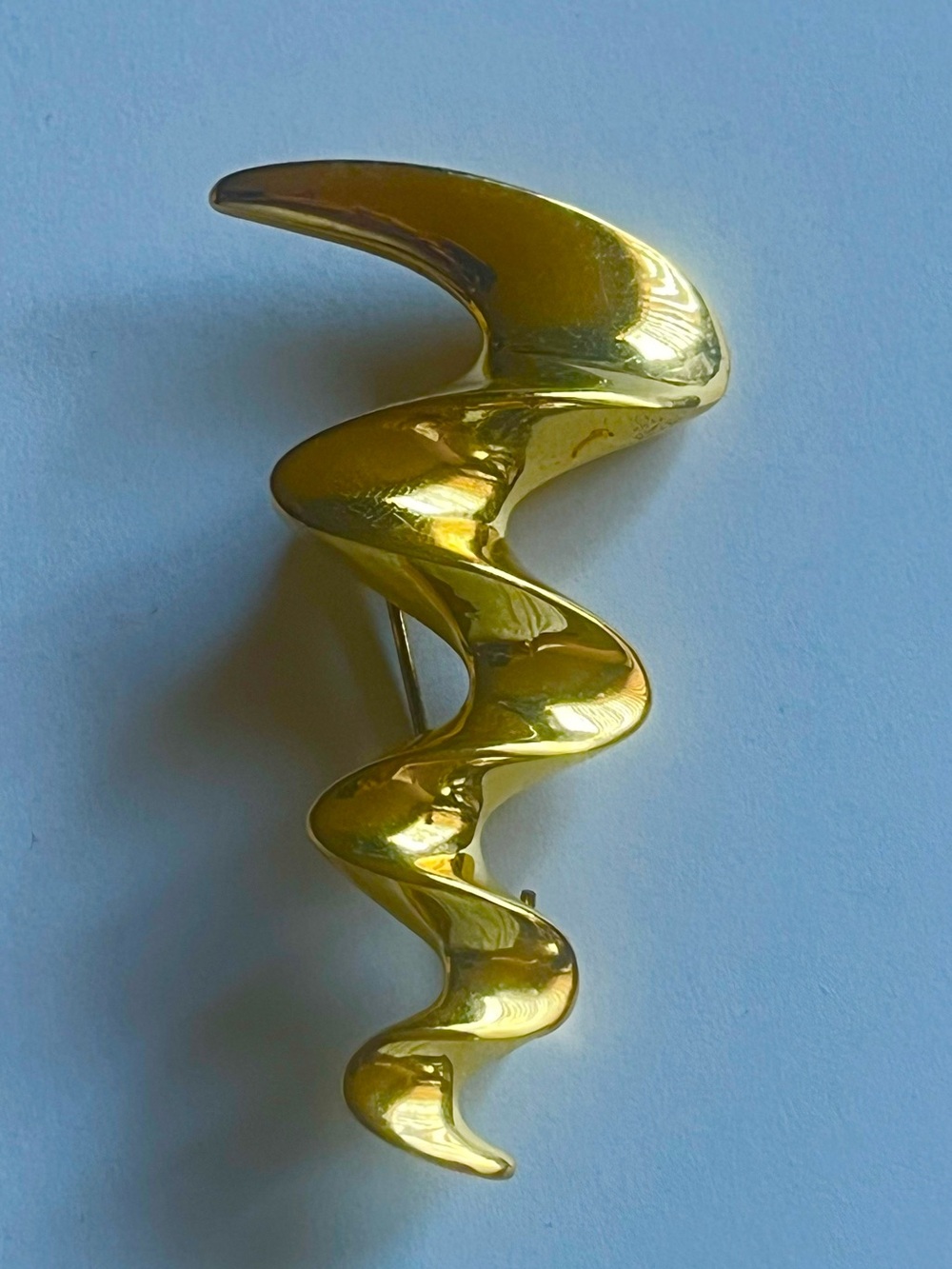 Abstract Gold Tone Swirl Brooch